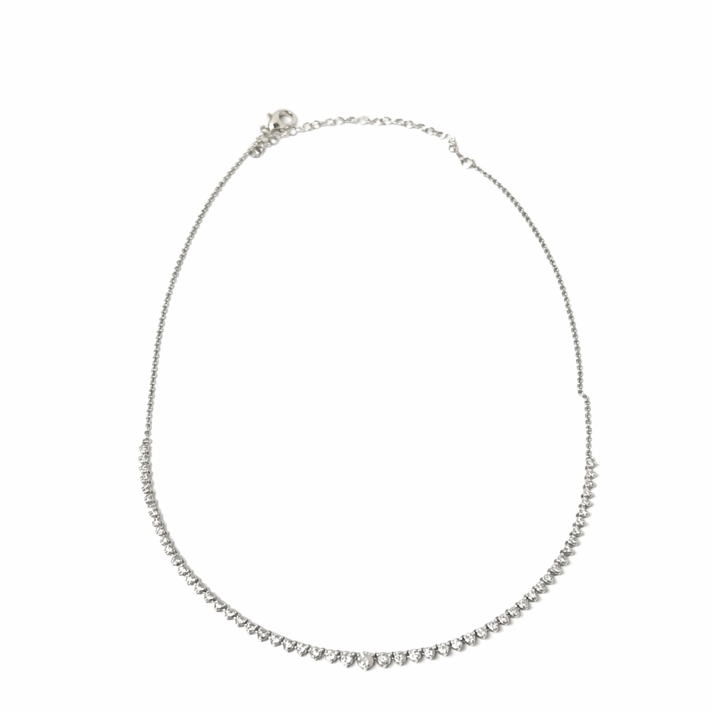 Saks 14K White Gold Diamond Half Tennis Necklace